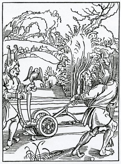 Von dem, der keinen guten Rat befolgen will, Illustration aus Alexander Barclays englischer Übersetzung von 
